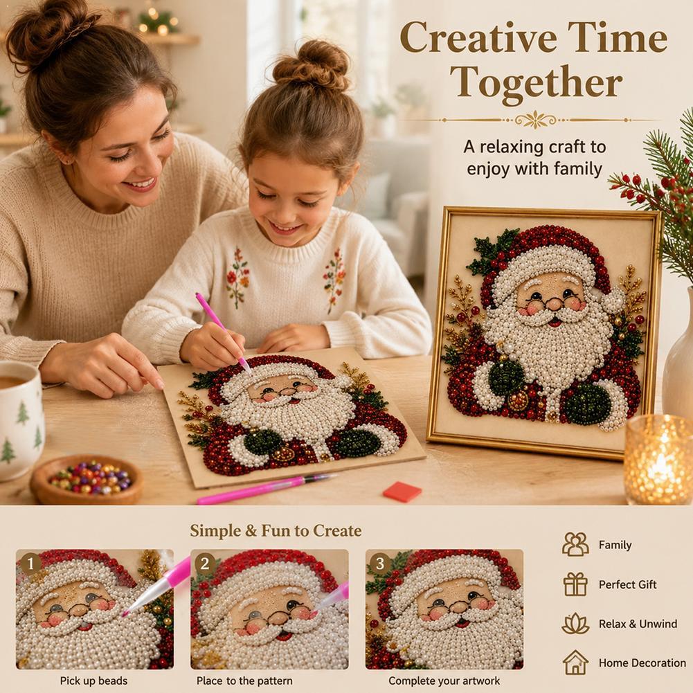 Embroidery Craft - Christmas Santa Claus Pearl Art DIY