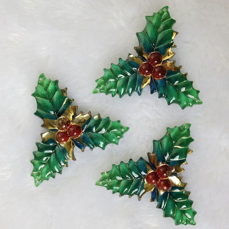 Embellishment Glue Craft - 8PCS 40x41mm Resin Christmas Leaves Style