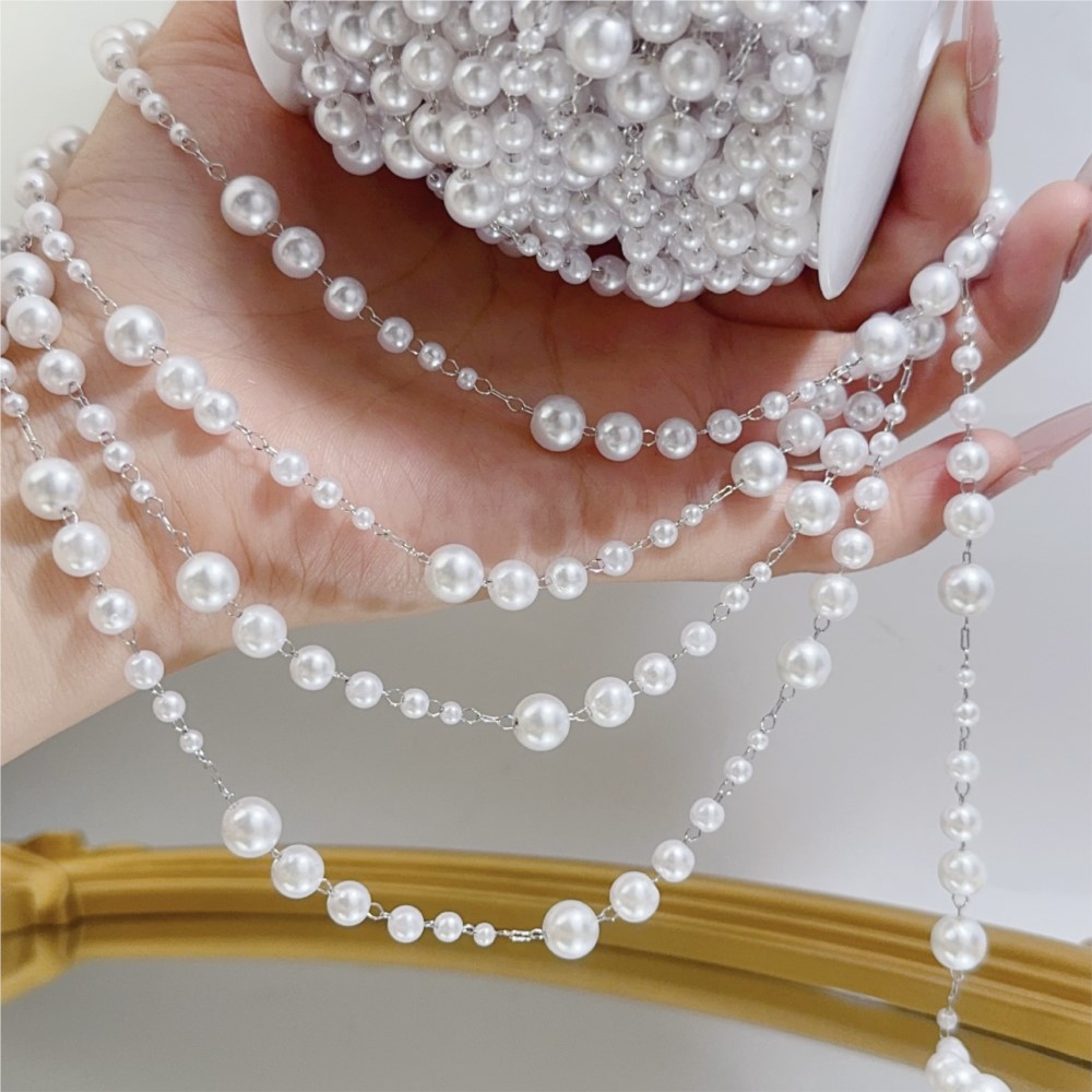 1meter 3-8mm Faux Pearl Beadin - Pearl Trim Chain recension och pris