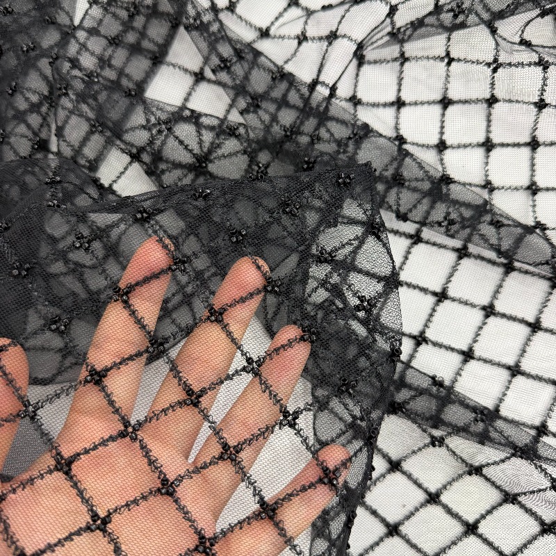 Ripstop Beaded Embroidery Sequ - Crystal Mesh Fabric recension och pris