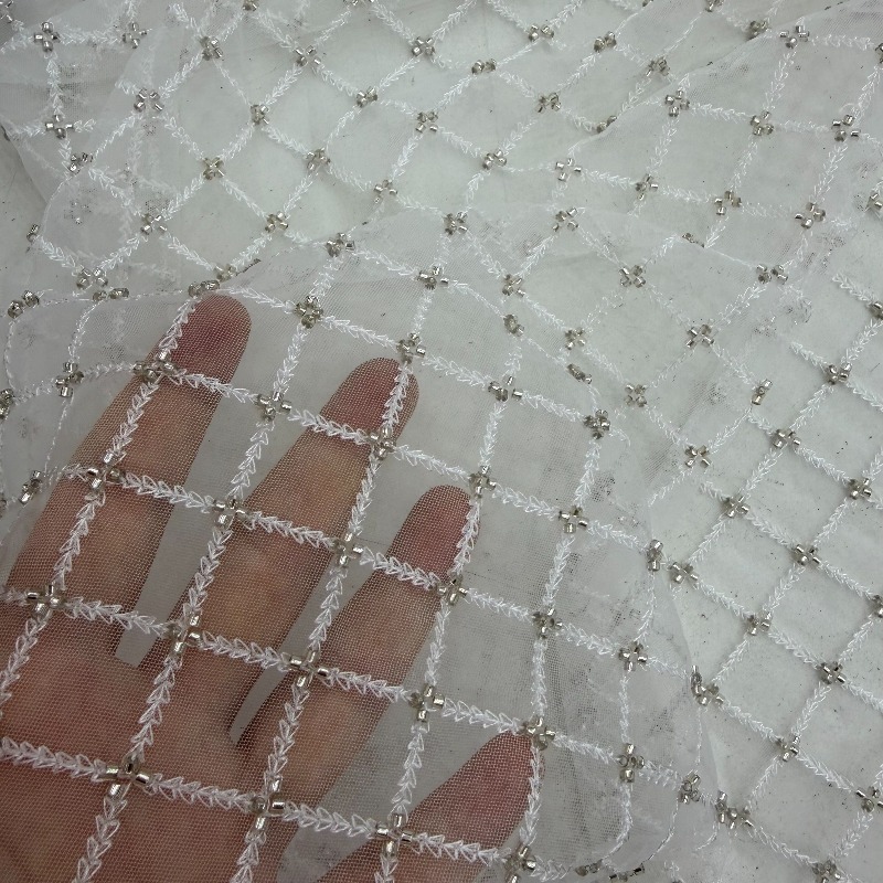 Ripstop Beaded Embroidery Sequ - Crystal Mesh Fabric recension och pris