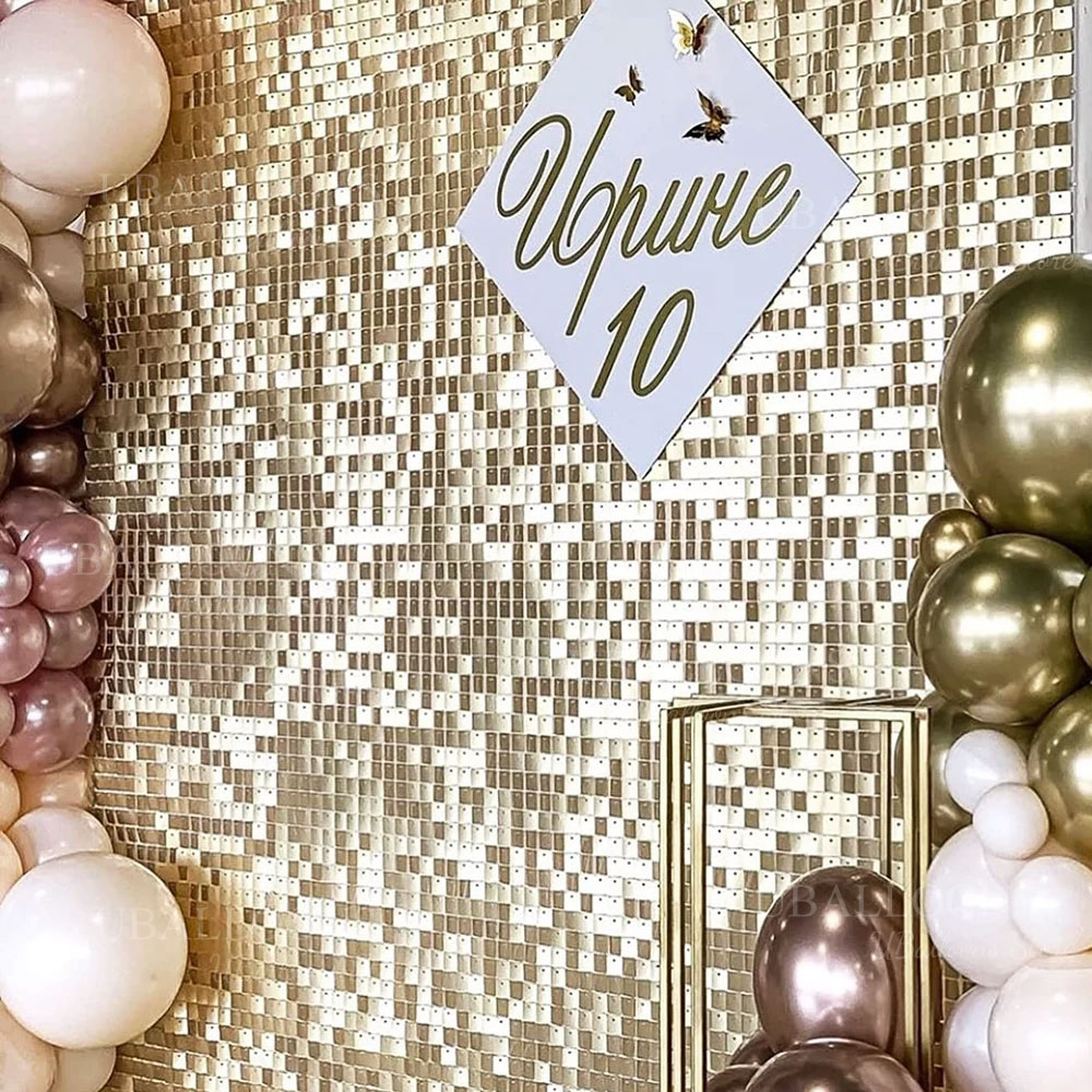 Champagne Gold Shimmer Backdro - Sequin Fabric Panel recension och pris