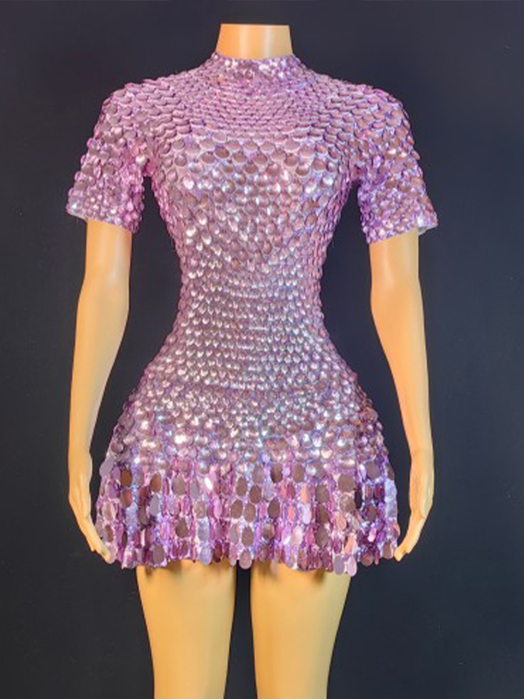 Lovely Sequins Mini Dress Sexy - Rhinestone Banding Trim recension och pris