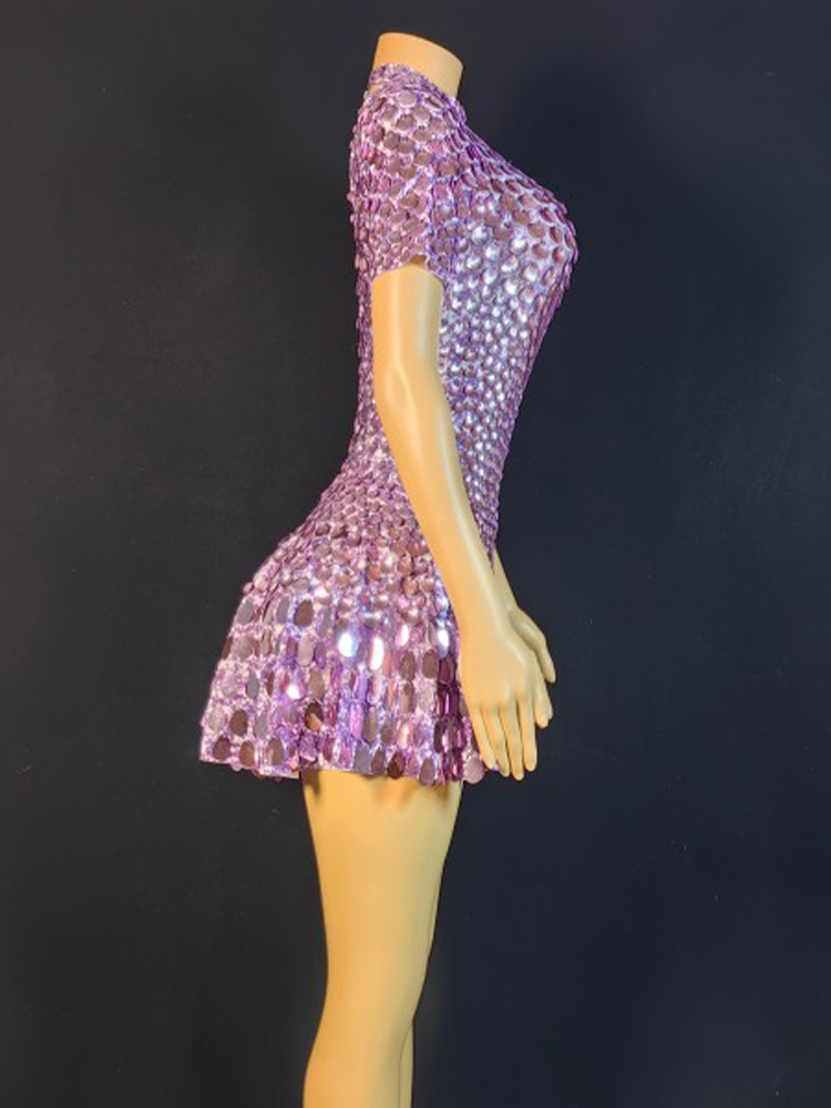 Lovely Sequins Mini Dress Sexy - Rhinestone Banding Trim recension och pris