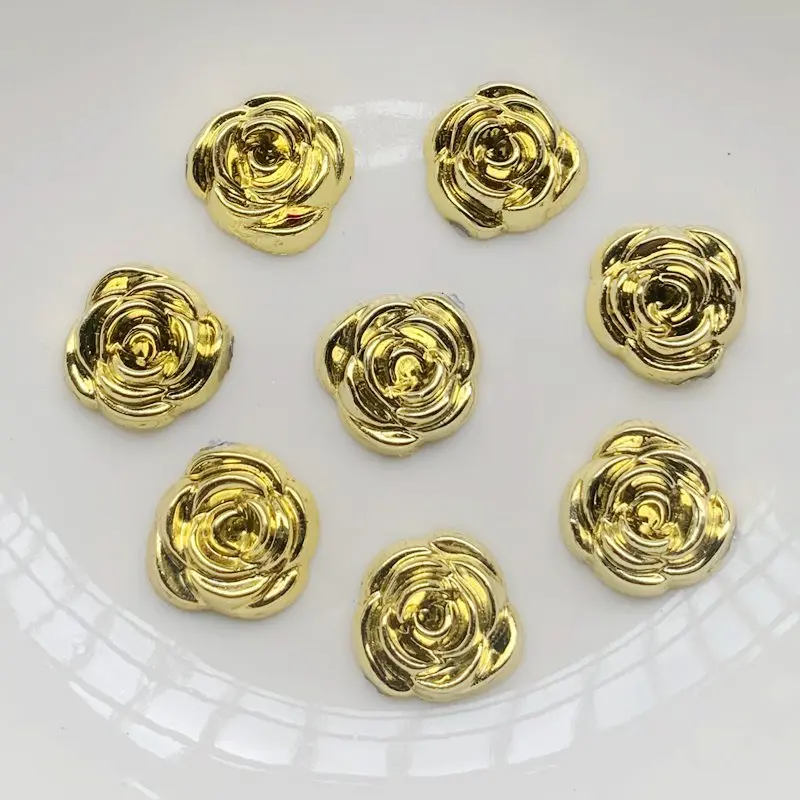 40pcs 14mm Gold Rose Flowers R - Embellishment Glue Craft recension och pris