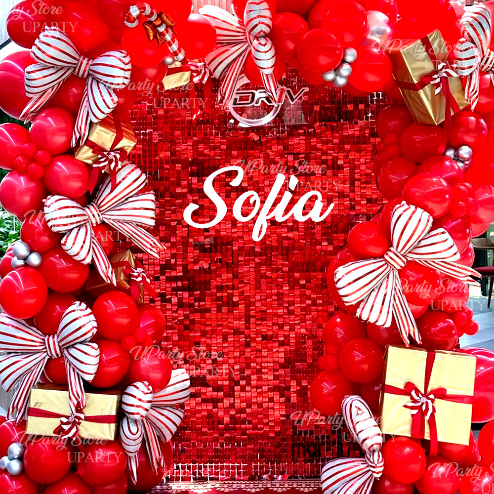 Red Shimmer Wall Backdrop Pane - Sequin Fabric Panel recension och pris