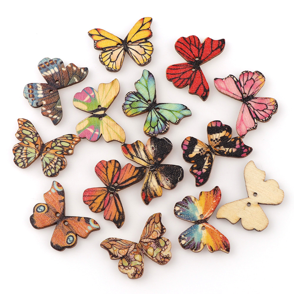 50pcs Butterfly wooden button  - Embellishments For Scrapbooking recension och pris