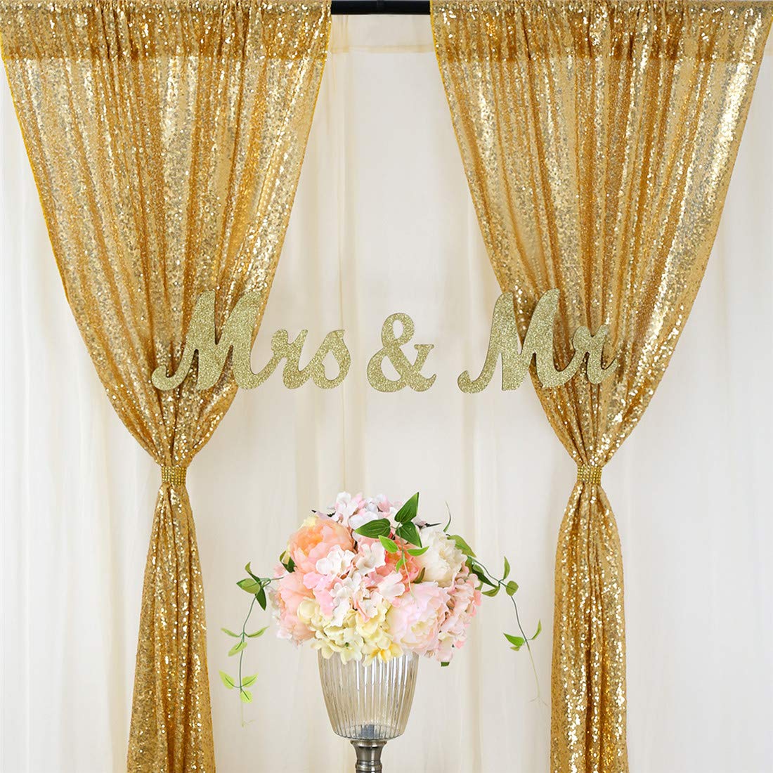 2PCS Gold Sequin Party Backdro - Sequin Fabric Panel recension och pris