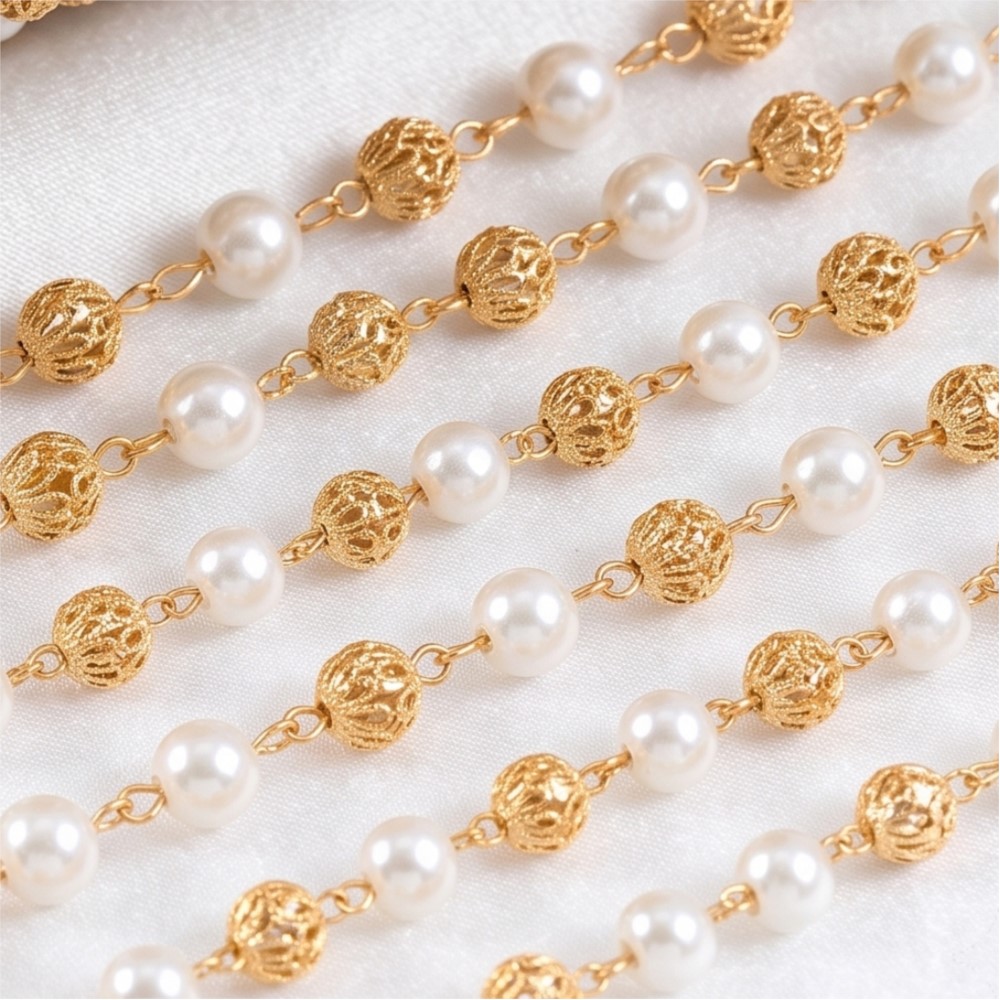 0.5Meter/1Meter Faux Pearl Bra - Pearl Trim Chain recension och pris